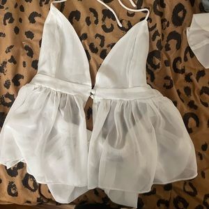 White halter top with flowy bottom